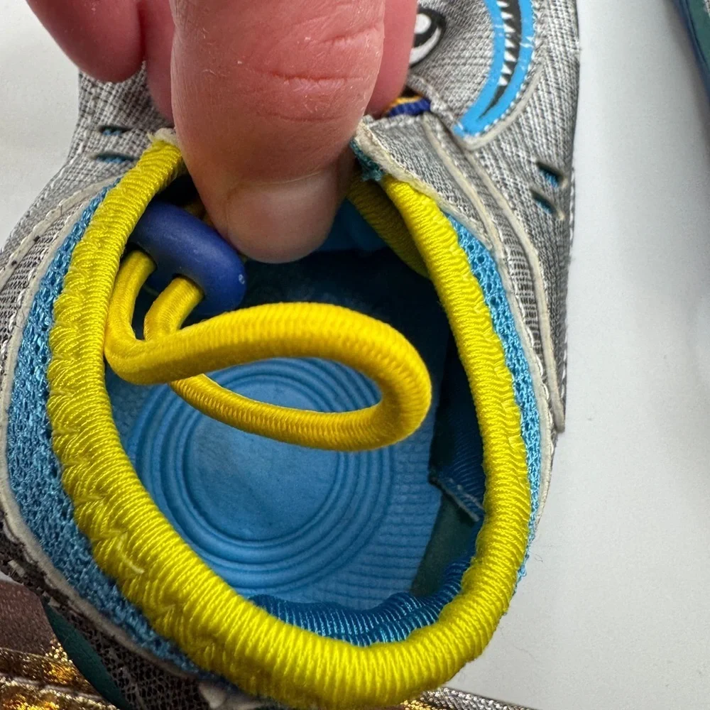 Toddler Boy Size 6 Blue and Gray Cartoon Monster Face Water Shoes